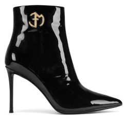 Botki Eva Minge. Czarne botki damskie Eva Minge, bez obcasa, na szpilce, bez zapięcia. Za 479.99 zł.