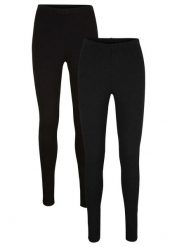 Legginsy (2 pary). Czarne legginsy damskie bonprix, bez wzorów. Za 94.99 zł.