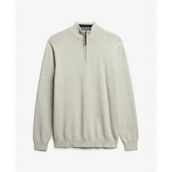 Czarny sweter z kołnierzem typu "camionneur" Superdry Essentials. Szare swetry przez głowę męskie Superdry., na zimę, m, bez wzorów, z bawełny, bez kołnierzyka. Za 332.10 zł.