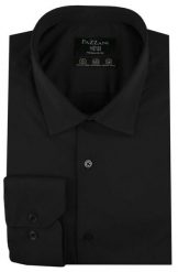 Jednokolorowa, Bawełniana Koszula o Prostym Kroju - Czarna. Czarne koszule męskie Pazzani, bez wzorów, z bawełny, eleganckie, bez kołnierzyka, bez ramiączek. Za 169.00 zł.