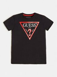 Guess T-Shirt L73I55 K8HM0 Czarny Regular Fit. Czarne t-shirty dla chłopców Guess, z aplikacjami, z bawełny, bez ramiączek. Za 49.99 zł.