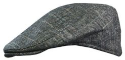 Kaszkiet Jesienno-Zimowy z Dodatkiem Wełny, Popielato-Beżowy w Jodełkę Męski z Gumką - Pako Jeans. Szare czapki i kapelusze męskie Pako Jeans, na jesień, bez wzorów, z jeansu. Za 65.00 zł.