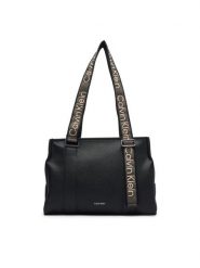 Calvin Klein Torebka Webbing Adj Strap Tote LV04F3644G Czarny. Czarne torebki do ręki damskie Calvin Klein, bez wzorów, ze skóry, bez dodatków. Za 649.99 zł.