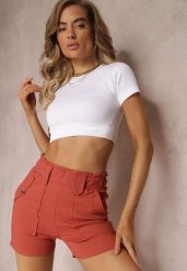Różowe Szorty z Wysokim Stanem i Elastyczną Gumką w Talii Kiedosa. Czerwone szorty damskie Renee, na lato, s, bez wzorów, z podwyższonym stanem. Za 39.99 zł.