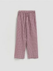 Spodnie piżamowe w kratkę - fioletowy. Fioletowe piżamy damskie Reserved, l, bez wzorów, z bawełny, bez ramiączek. Za 79.99 zł.