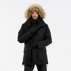 Parka turystyczna męska Quechua NH900 Warm wodoodporna -20°C. Czarne kurtki męskie QUECHUA, na zimę, m, bez wzorów, z syntetyku, sportowe, bez kaptura. Za 499.99 zł.