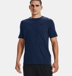 Koszulka sportowa męska Under Armour Sportstyle Left Chest. Czarne koszulki sportowe męskie Under Armour, l, bez wzorów, z bawełny, bez kołnierzyka, bez ramiączek, na fitness i siłownię. Za 181.00 zł.