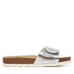 Klapki Josef Seibel. Szare klapki damskie Josef Seibel, bez wzorów, bez obcasa. Za 249.99 zł.