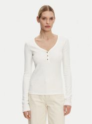 Tommy Hilfiger Bluzka Henley WW0WW43905 Biały Slim Fit. Białe bluzki damskie Tommy Hilfiger, m, bez wzorów, z bawełny, bez kołnierzyka, bez ramiączek. Za 219.99 zł.