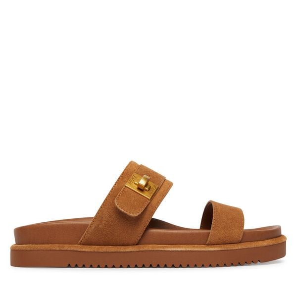 Klapki Steve Madden. Brązowe klapki damskie Steve Madden, bez wzorów, bez obcasa. Za 409.99 zł.