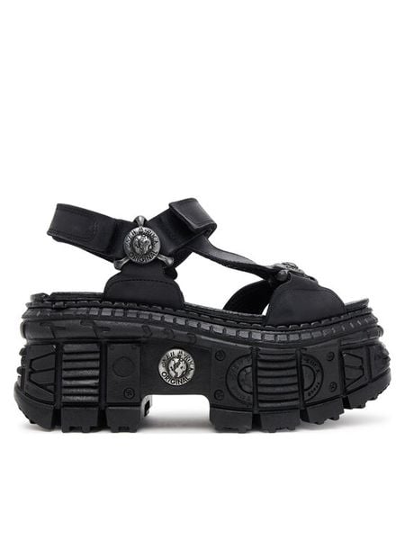 NEW ROCK Sandały M-BIOS130-C7 Czarny. Czarne sandały damskie NEW ROCK, bez wzorów, ze skóry, bez obcasa, na koturnie, bez zapięcia. Za 769.99 zł.