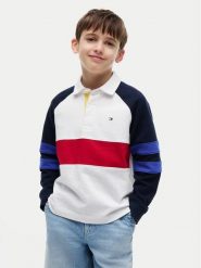 Tommy Hilfiger Polo Colourblock KB0KB10584 Biały Regular Fit. Białe t-shirty dla chłopców Tommy Hilfiger, bez wzorów, z bawełny, bez ramiączek. Za 329.99 zł.