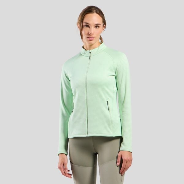 Bluza damska Odlo TENCIA Mid layer full zip. Zielone bluzy damskie Odlo, na zimę, l, bez wzorów, z polaru, bez kaptura. Za 449.99 zł.