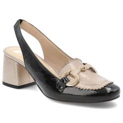 Czarne Sandały Armodo Eleganckie Obuwie Damskie Na Obcasie. Czarne klapki damskie Armodo, z aplikacjami, z lakierowanej skóry, bez obcasa, na obcasie, bez zapięcia. Za 359.00 zł.