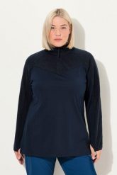 Damskie bluza strecz pluszowy polar kołnierz typu półgolf długi rękaw. Niebieskie bluzy damskie Ulla Popken, plus size, bez wzorów, z dresówki, bez kaptura. Za 239.99 zł.