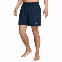 Nike Essential 5 spodenki kąpielowe męskie, granatowe. Białe kąpielówki męskie Nike, l, bez wzorów, z materiału, do pływania. Za 121.99 zł.