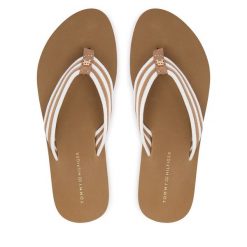 Japonki Tommy Hilfiger. Brązowe klapki damskie Tommy Hilfiger, bez wzorów, bez obcasa. Za 189.99 zł.