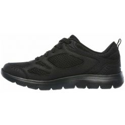 Buty sportowe Skechers z pianką Memory Foam czarne. Czarne obuwie sportowe damskie Skechers, bez wzorów, z gumy, na fitness i siłownię. Za 189.00 zł.