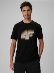4F T-shirt regular z nadrukiem męski - czarny XXL. Czarne koszulki sportowe męskie 4f, m, bez wzorów, z materiału, sportowe, bez kołnierzyka. Za 69.99 zł.