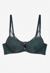 Ciemnozielony Koronkowy Biustonosz Push-Up Evantia. Zielone biustonosze Renee, bez wzorów, z koronki. Za 34.99 zł.