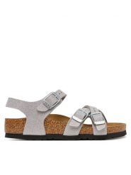 Birkenstock Sandały Kumba 1030536 S Srebrny. Szare sandały dziewczęce Birkenstock, ze skóry, bez zapięcia. Za 319.99 zł.