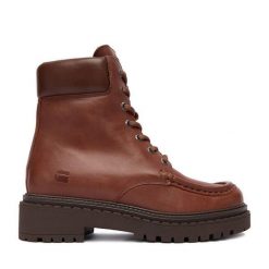 Trzewiki G-Star Raw. Brązowe botki damskie G-Star Raw, retro, bez obcasa, na płaskiej podeszwie, bez zapięcia. Za 359.99 zł.