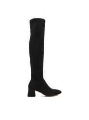 Nine West Kozaki CEO-NOURAN-01 Czarny. Czarne kozaki damskie Nine West, z materiału, bez obcasa, na słupku. Za 279.99 zł.