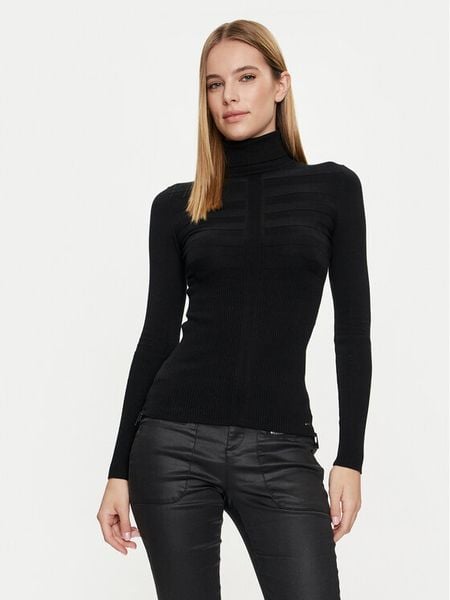 Morgan Golf 132-MENTOS.M Czarny Slim Fit. Czarne swetry damskie Morgan, m, bez wzorów, z wiskozy, bez kołnierzyka, bez ramiączek, bez kaptura. Za 139.99 zł.