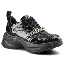 Czarne Sneakersy Chebello Damskie Wygodne Obuwie. Czarne obuwie sportowe damskie CheBello, z aplikacjami, ze skóry, casualowe, bez obcasa, bez zapięcia. Za 299.00 zł.