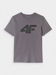 4F T-shirt regular z nadrukiem męski - szary M. Szare koszulki sportowe męskie 4f, m, bez wzorów, z bawełny, klasyczne, bez kołnierzyka. Za 59.99 zł.