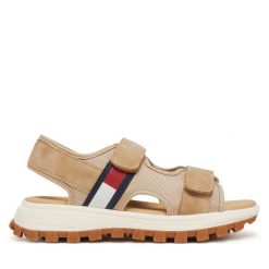 Sandały Tommy Hilfiger. Brązowe sandały chłopięce Tommy Hilfiger, bez zapięcia. Za 189.99 zł.