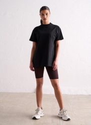 Damski T-shirt krótki rękaw, oversize, bawełna, okrągły dekolt Boyfriend czarny. Czarne t-shirty damskie Aim'n, m, bez wzorów, z bawełny, klasyczne, bez kołnierzyka. Za 170.00 zł.