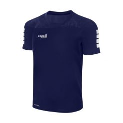 Koszulka piłkarska męska Capelli Tribeca Adult Training. Niebieskie koszulki sportowe męskie CAPELLI SPORT, m, bez wzorów, bez kołnierzyka, bez ramiączek, do piłki nożnej. Za 79.99 zł.