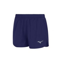 Szorty damskie Mizuno MZNRB Split. Niebieskie szorty sportowe damskie Mizuno, m, bez wzorów, z materiału, eleganckie, do biegania. Za 164.00 zł.