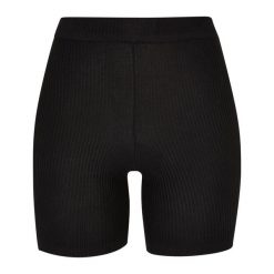 Szorty Damskie Z Dzianiny W Prążki. Czarne szorty damskie Urban Classics, xl, bez wzorów, z dzianiny, sportowe, trekkingowe. Za 139.99 zł.