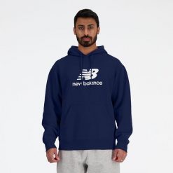Bluza męska New Balance MT41501NNY – granatowa. Niebieskie bluzy męskie New Balance, m, z aplikacjami, z bawełny, bez kaptura. Za 299.99 zł.