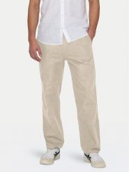 Only & Sons Spodnie materiałowe Sinus 22028267 Beżowy Loose Fit. Brązowe spodnie materiałowe męskie Only & Sons, l, bez wzorów, z bawełny. Za 148.67 zł.