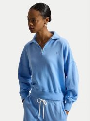 Polo Ralph Lauren Bluza 211B18686005 Błękitny Relaxed Fit. Niebieskie bluzy damskie Polo Ralph Lauren, l, bez wzorów, z bawełny, bez kaptura. Za 819.99 zł.