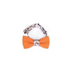 MUCHA LNIANA GOTOWA ORANGE FLOWERS. Brązowe krawaty i muchy R3s men's accessories, ze lnu. Za 69.00 zł.