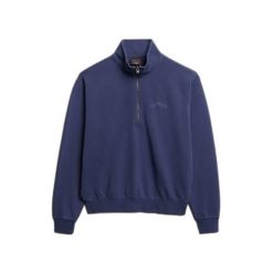 Sweter z logo i kołnierzykiem tunisijskim dla kobiet Superdry Essential. Niebieskie swetry damskie Superdry., na zimę, bez wzorów, bez kołnierzyka, bez ramiączek, bez kaptura. Za 326.65 zł.