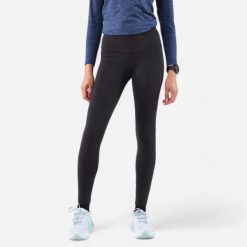 Legginsy do biegania damskie Kiprun Run 500 Warm ocieplane. Niebieskie legginsy damskie KIPRUN, l, bez wzorów, z materiału, do biegania. Za 129.99 zł.