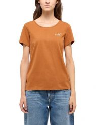 Damski T-Shirt Mustang Style Alma Caramel Café 1015928 7169. Brązowe t-shirty damskie Mustang, l, bez wzorów, bez kołnierzyka. Za 69.99 zł.