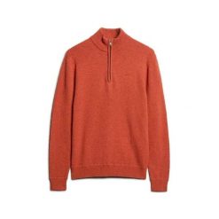 Sweter z dekoldem typu polo z siateczki Superdry Essential. Brązowe swetry przez głowę męskie Superdry., na jesień, xl, bez wzorów, z dzianiny, bez kołnierzyka. Za 276.65 zł.