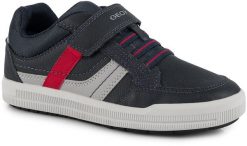 Buty dziecięce sportowe sneakersy dla chłopca na rzep ekoskóra GEOX ARZACH. Czerwone trampki i tenisówki chłopięce Geox, bez wzorów, z materiału, sportowe, bez zapięcia. Za 125.00 zł.