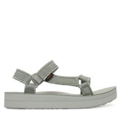 Sandały Teva. Zielone sandały damskie Teva, bez wzorów, bez obcasa, na płaskiej podeszwie, bez zapięcia. Za 349.99 zł.