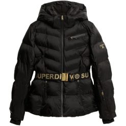 Damska kurtka puchowa Superdry Luxe. Czarne kurtki damskie Superdry., bez wzorów, z puchu, bez kaptura. Za 1,301.40 zł.