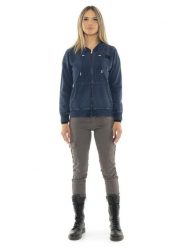 Damskie bluzy z kapturem i zamkiem błyskawicznym w kolorze indygo denim. Niebieskie bluzy damskie LEONE 1947 APPAREL, s, bez wzorów, z bawełny, z kapturem. Za 383.11 zł.