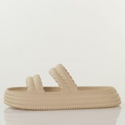 Beżowe lekkie piankowe klapki damskie DiA 51-001. Brązowe klapki damskie DiA, bez wzorów, z dresówki, trekkingowe. Za 79.00 zł.