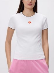 T-shirt z bawełną - biały. Białe t-shirty damskie Reserved, l, bez wzorów, z bawełny, bez kołnierzyka. Za 79.99 zł.