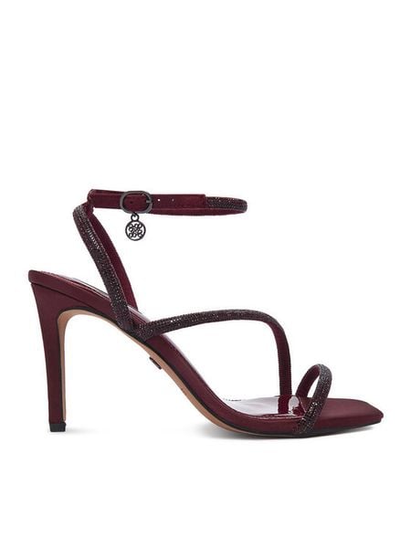 Nine West Sandały CEO-Y3113-1 Bordowy. Czerwone sandały damskie Nine West, bez wzorów, bez obcasa, na szpilce, bez zapięcia. Za 249.99 zł.